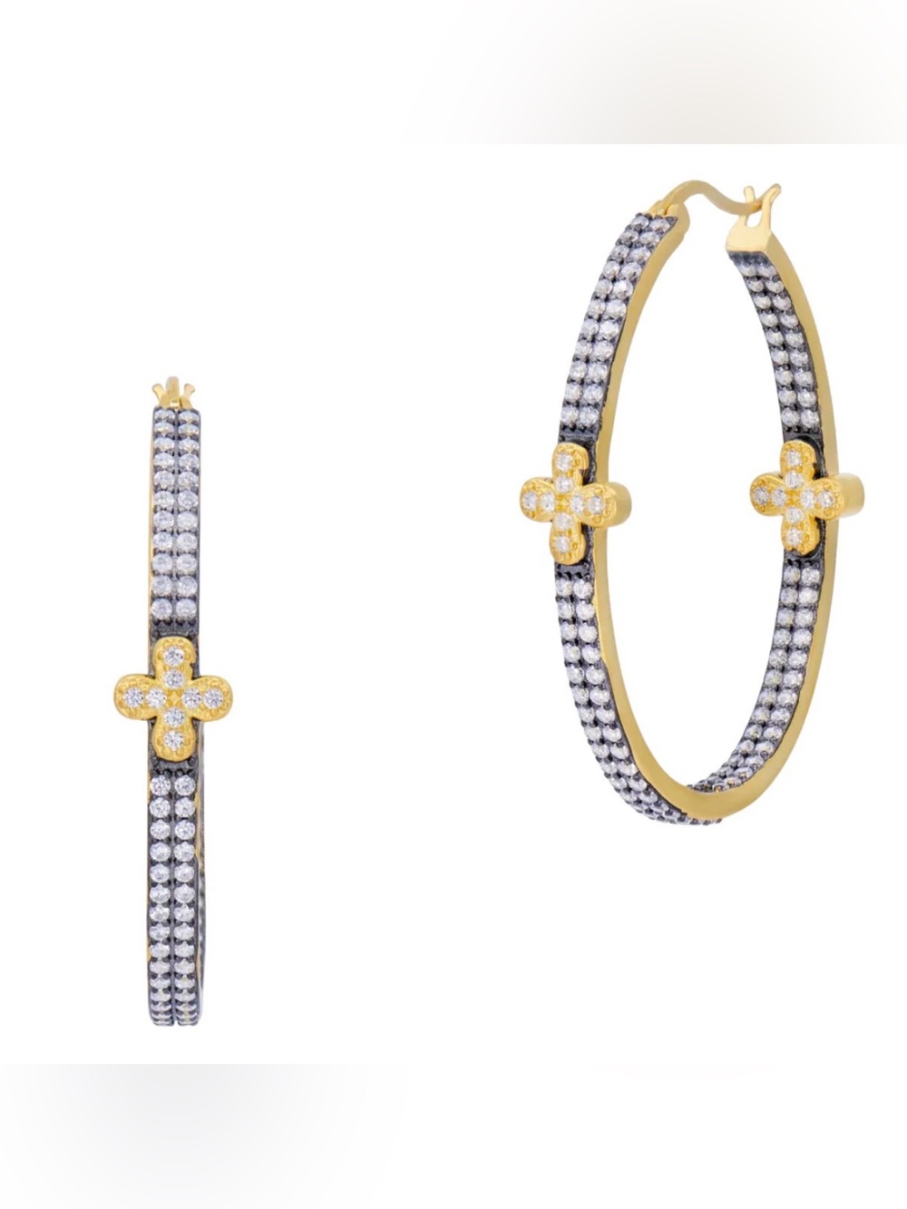 New in Box Freida Rothman Pave Double Row Clover Hope Earrings